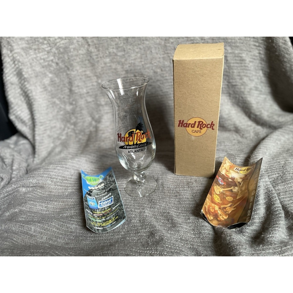 Vintage 1999 Hard Rock Cafe Atlanta Hurricane Glass Box & RockFest Ticket Stub
